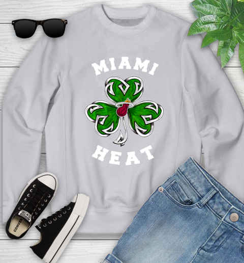 NBA Miami Heat Three Leaf Clover St Patrick's Day Basketball Sports Youth Sweatshirt 3