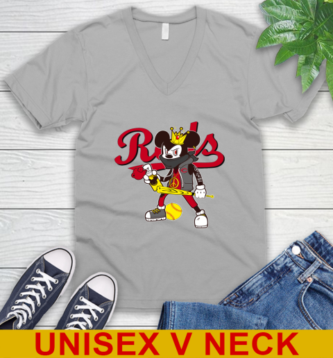 Cincinnati Reds MLB Baseball Mickey Peace Sign Sports V-Neck T-Shirt 4