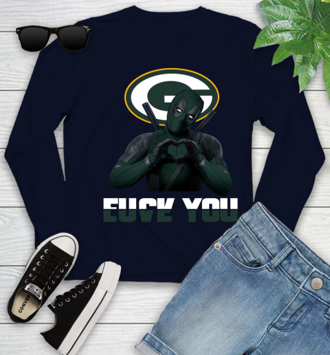 NHL Green Bay Packers Deadpool Love You Fuck You Football Sports Youth Long Sleeve 2