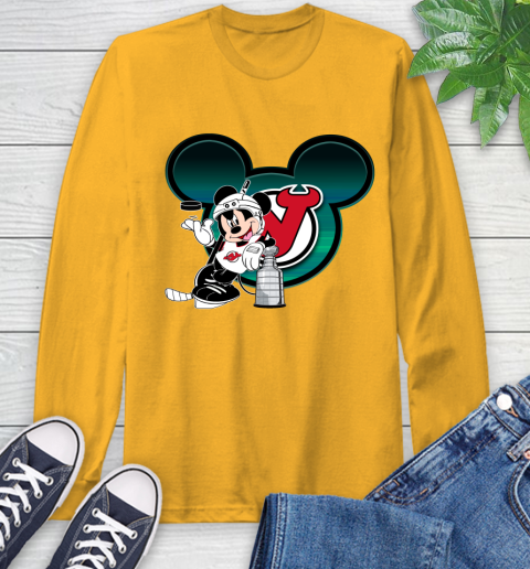 NHL New Jersey Devils Stanley Cup Mickey Mouse Disney Hockey T Shirt Long Sleeve T-Shirt - Image 4