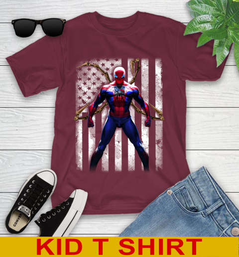 NHL Hockey New York Rangers Spider Man Avengers Marvel American Flag Shirt Youth T-Shirt 5
