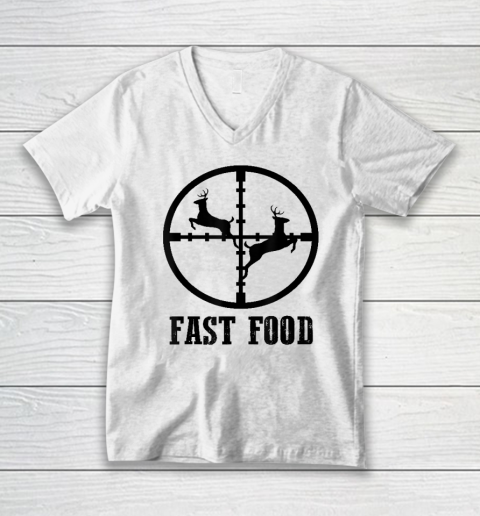 Deer Hunting Funny Hunter Fast Food V-Neck T-Shirt