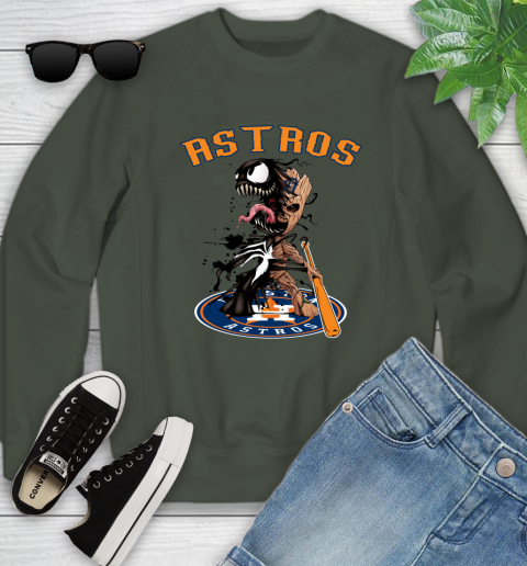 MLB Houston Astros Baseball Venom Groot Guardians Of The Galaxy Youth Sweatshirt 10