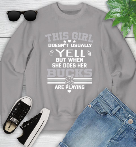 Milwaukee Bucks NBA Basketball I Yell When My Team Is Playing Youth Sweatshirt 3