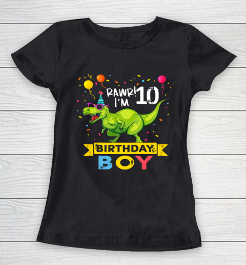 Kids 10 Year Old Shirt 2nd Birthday Boy T Rex Dinosaur Women's T-Shirt