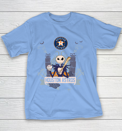 MLB Houston Astros Baseball Jack Skellington Halloween Youth T-Shirt 8