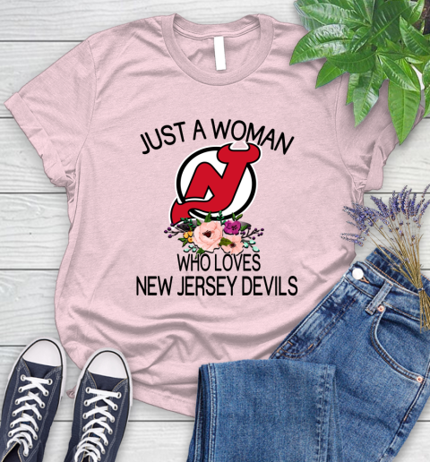 NHL Just A Woman Who Loves New Jersey Devils Hockey Sports Women's T-Shirt 8