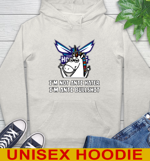 Charlotte Hornets NBA Basketball Unicorn I'm Not Anti Hater I'm Anti Bullshit Hoodie 12