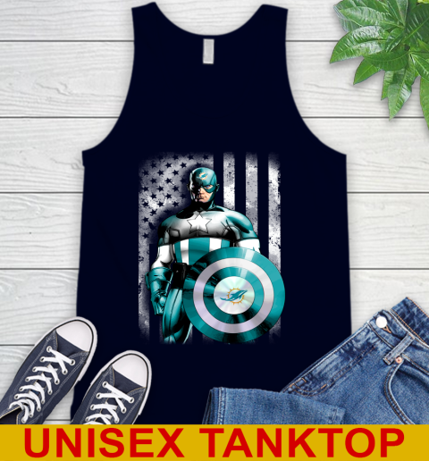 Miami Dolphins NFL Football Captain America Marvel Avengers American Flag Shirt Tank Top 2