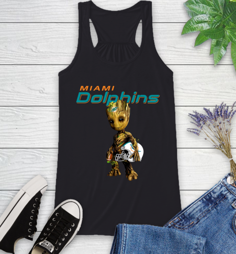 Miami Dolphins NFL Football Groot Marvel Guardians Of The Galaxy Racerback Tank 2