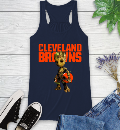 Cleveland Browns NFL Football Groot Marvel Guardians Of The Galaxy Racerback Tank 12