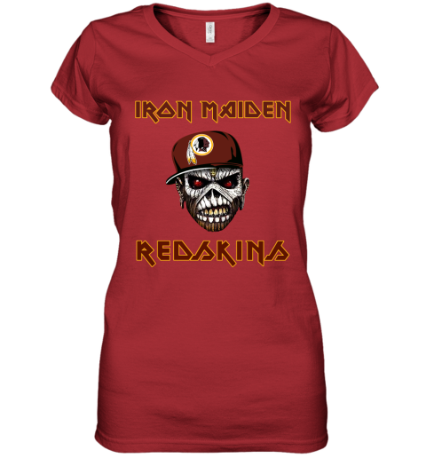 NFL Washington Redskins Iron Maiden Rock Band Music Football Sports SvkCPQDlrrw women v neck t shirt 39 95 151514 front red