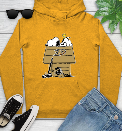 Anaheim Ducks NHL Hockey Snoopy Woodstock The Peanuts Movie Youth Hoodie 3