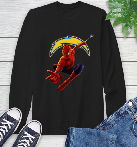 NFL Spider Man Avengers Endgame Football Los Angeles Chargers Long Sleeve T-Shirt 3 NFL Spider Man Avengers Endgame Football Los Angeles Chargers Long Sleeve T-Shirt - Image 3