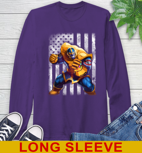 NHL Hockey Montreal Canadiens Thanos Marvel American Flag Shirt Long Sleeve T-Shirt 6 NHL Hockey Montreal Canadiens Thanos Marvel American Flag Shirt Long Sleeve T-Shirt - Image 6