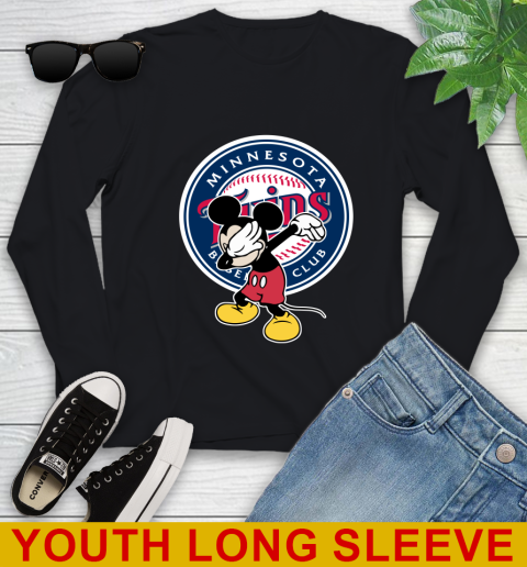 Minnesota Twins MLB Baseball Dabbing Mickey Disney Sports Youth Long Sleeve 2