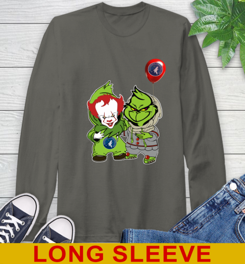 Minnesota Timberwolves Baby Pennywise Grinch Christmas NBA Basketball Long Sleeve T-Shirt 8