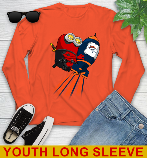 NFL Football Denver Broncos Deadpool Minion Marvel Shirt Youth Long Sleeve 3