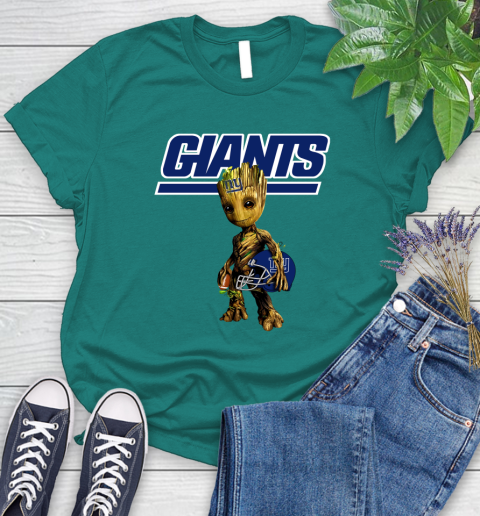 New York Giants NFL Football Groot Marvel Guardians Of The Galaxy Women's T-Shirt 12