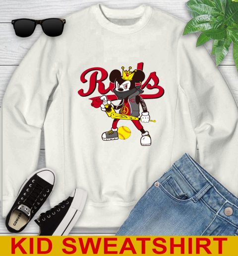 Cincinnati Reds MLB Baseball Mickey Peace Sign Sports Youth Sweatshirt