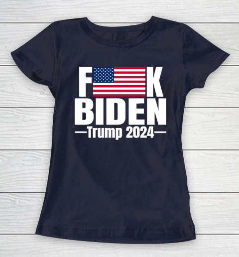 Fuck Biden American Flag Trump 2024 Women's T-Shirt 2