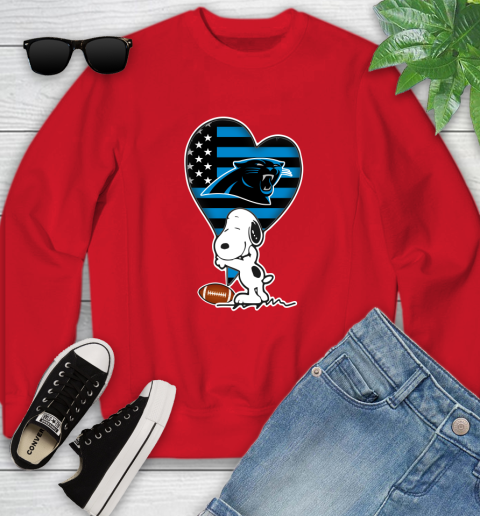 Carolina Panthers NFL Football The Peanuts Movie Adorable Snoopy Youth Sweatshirt 9