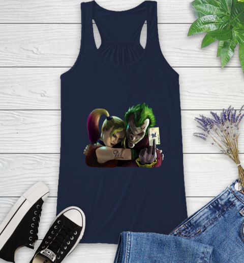 Milwaukee Brewers MLB Baseball Joker Harley Quinn Suicide Squad Racerback Tank 13 Milwaukee Brewers MLB Baseball Joker Harley Quinn Suicide Squad Racerback Tank - Image 13