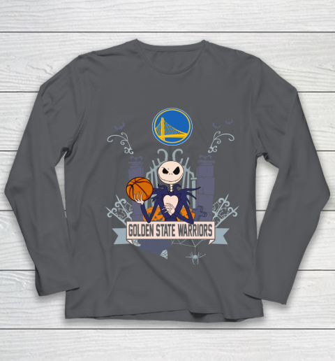 NBA Golden State Warriors Basketball Jack Skellington Halloween Youth Long Sleeve 6