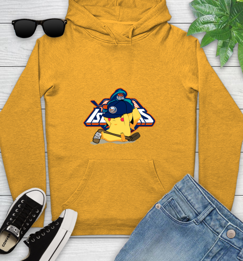 NHL Pikachu Hockey Sports New York Islanders Youth Hoodie 3