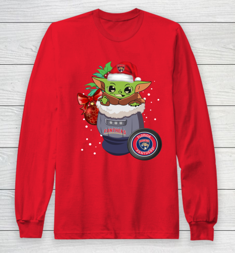 Florida Panthers Christmas Baby Yoda Star Wars Funny Happy NHL Long Sleeve T-Shirt 10