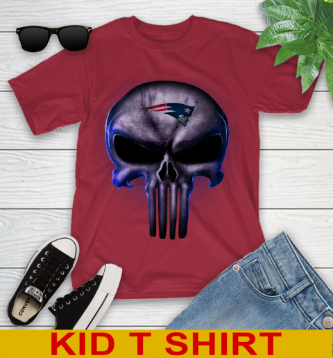 New England Patriots NFL Football Punisher Skull Sports Youth T-Shirt 12