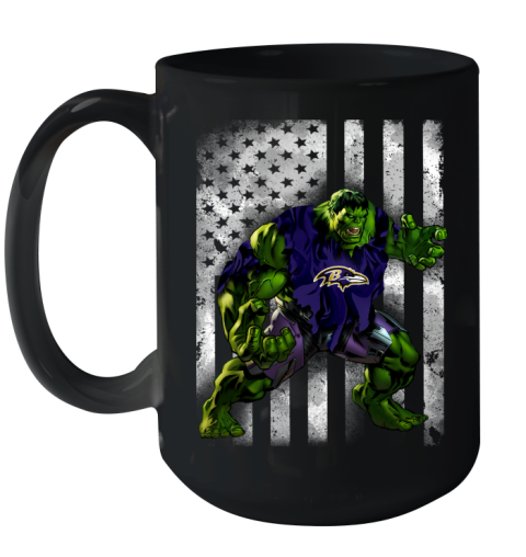 Baltimore Ravens Hulk Marvel Avengers NFL Football American Flag Ceramic Mug 15oz