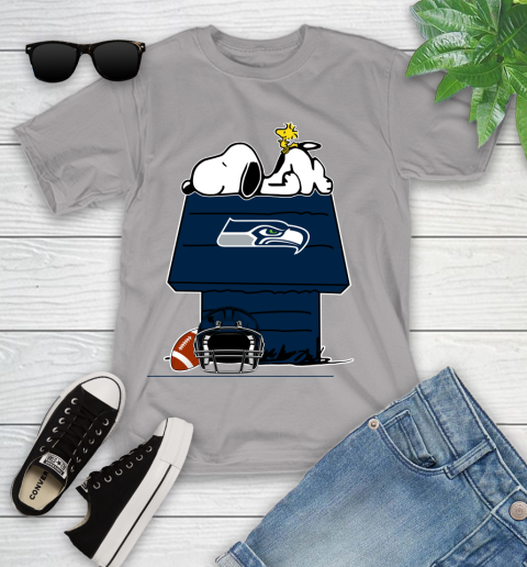 Seattle Seahawks NFL Football Snoopy Woodstock The Peanuts Movie Youth T-Shirt 4