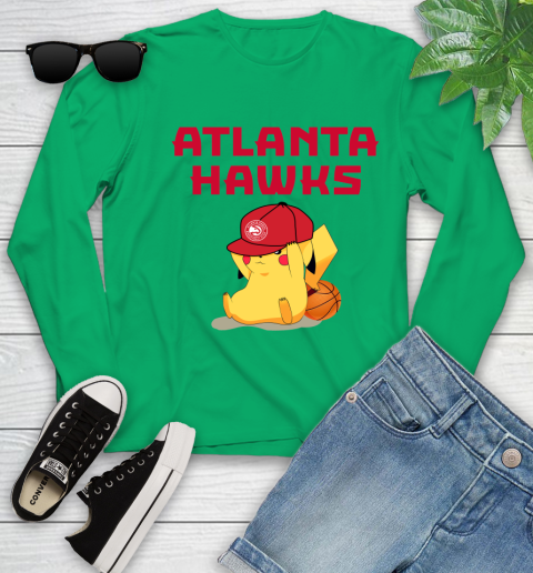 NBA Pikachu Basketball Sports Atlanta Hawks Youth Long Sleeve 6