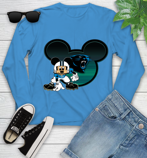 NFL Carolina Panthers Mickey Mouse Disney Football T Shirt Youth Long Sleeve 7