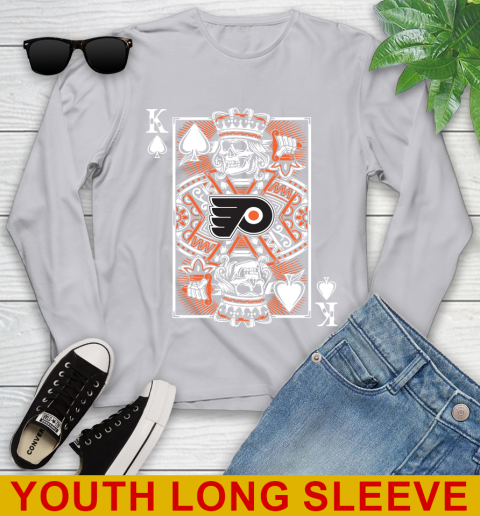 Philadelphia Flyers NHL Hockey The King Of Spades Death Cards Shirt Youth Long Sleeve 5