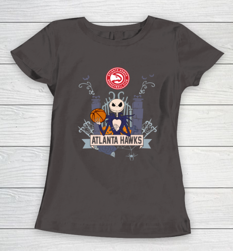 NBA Atlanta Hawks Basketball Jack Skellington Halloween Women's T-Shirt 7