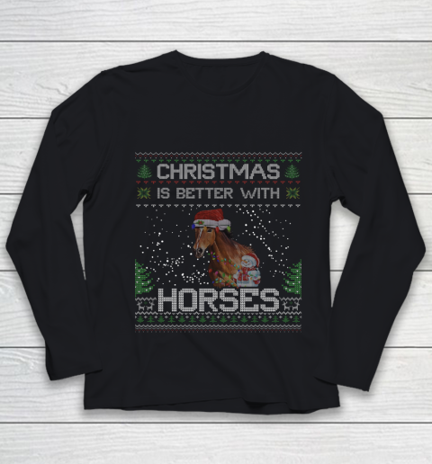 Christmas Is Better With Horse Snowmies Ugly Xmas Youth Long Sleeve