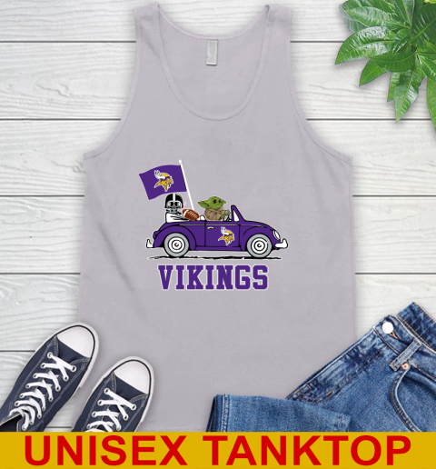 NFL Football Minnesota Vikings Darth Vader Baby Yoda Driving Star Wars Shirt Tank Top 4