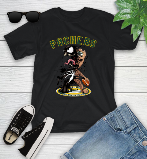 NFL Green Bay Packers Football Venom Groot Guardians Of The Galaxy Youth T-Shirt 2