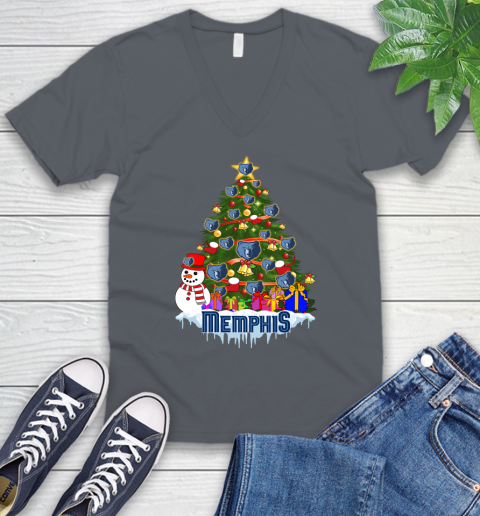 Memphis Grizzlies Merry Christmas NBA Basketball Sports V-Neck T-Shirt - Image 6