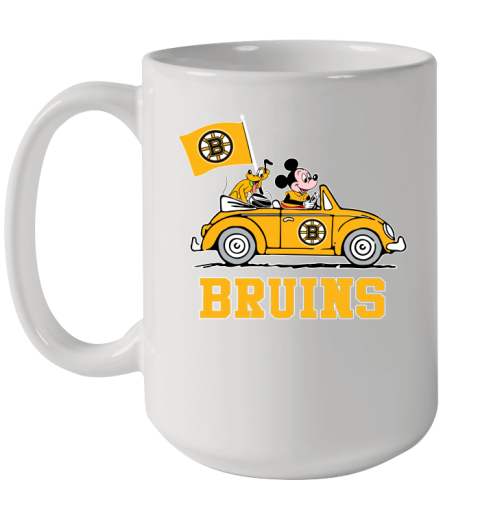 NHL Hockey Boston Bruins Pluto Mickey Driving Disney Shirt Ceramic Mug 15oz