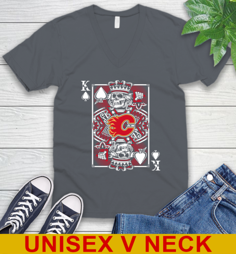Calgary Flames NHL Hockey The King Of Spades Death Cards Shirt V-Neck T-Shirt 4