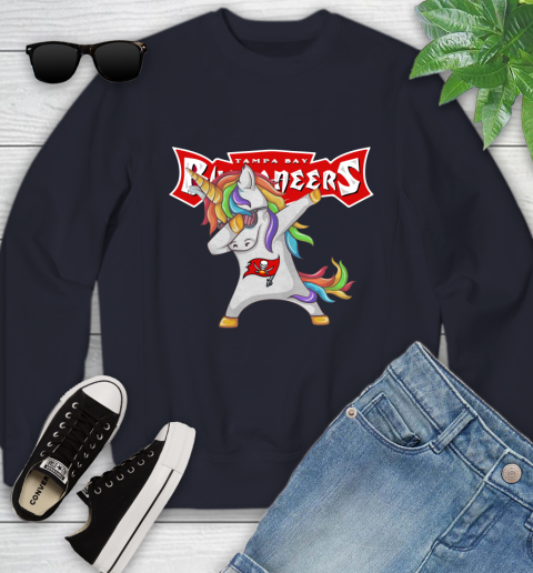Tampa Bay Buccaneers NFL Football Funny Unicorn Dabbing Sports Youth Sweatshirt 3
