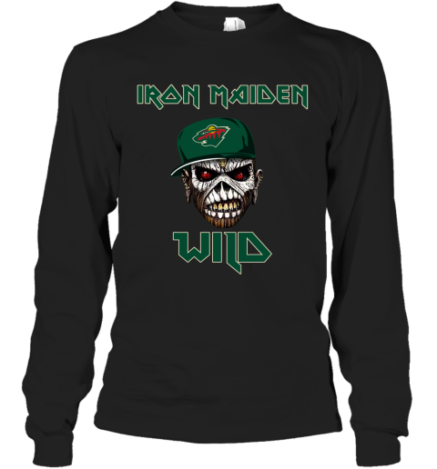 NHL Minnesota Wild Iron Maiden Rock Band Music Hockey Sports 4oJ1FPPDR4m long sleeve tee 14 95 151514 front black