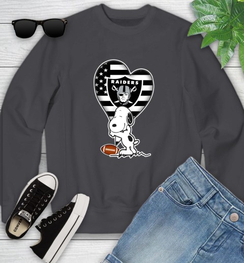 Oakland Raiders NFL Football The Peanuts Movie Adorable Snoopy Youth Sweatshirt 6