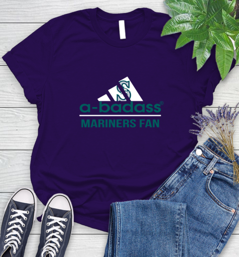 MLB A Badass Seattle Mariners Fan Adidas Baseball Sports Women's T-Shirt 4