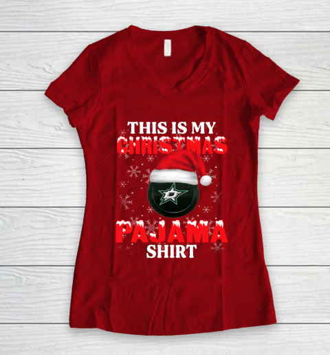 Dallas Stars This Is My Christmas Pajama Shirt NHL Women's V-Neck T-Shirt 8