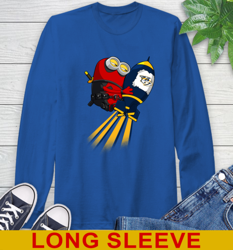 NHL Hockey Nashville Predators Deadpool Minion Marvel Shirt Long Sleeve T-Shirt 11