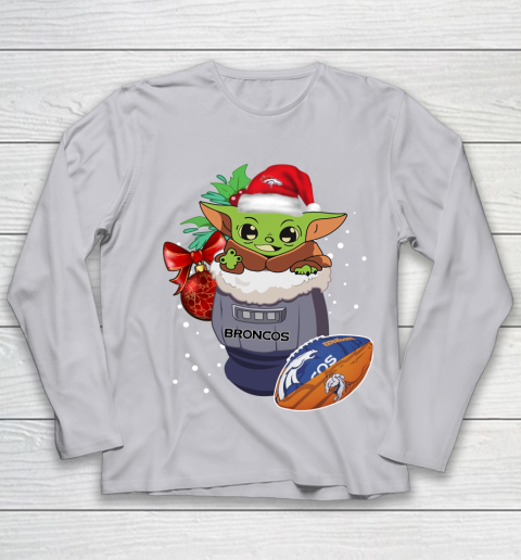 Denver Broncos Christmas Baby Yoda Star Wars Funny Happy NFL Youth Long Sleeve 5